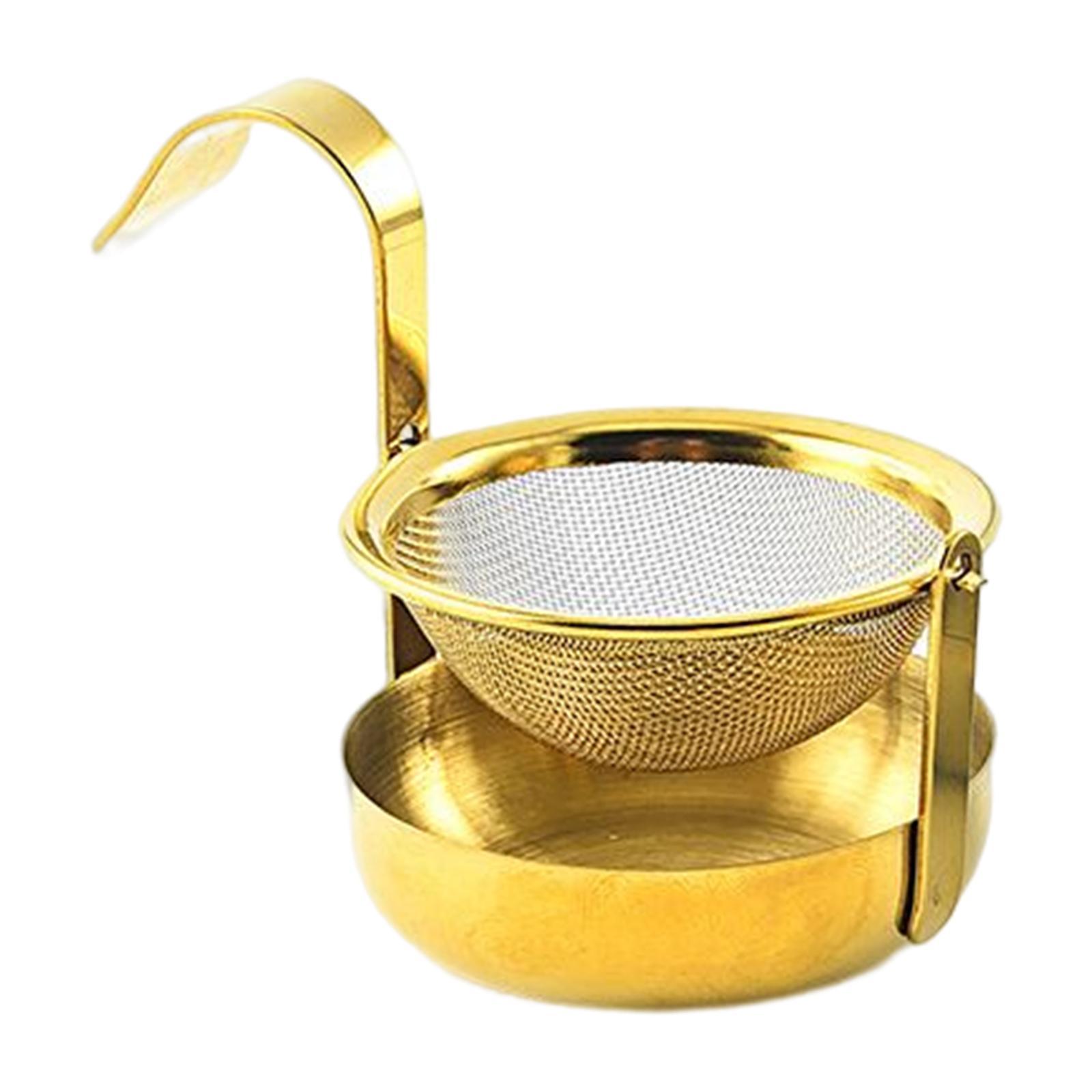 Rotating Tea Strainer  with Handle Teaware Tea Accessories golden