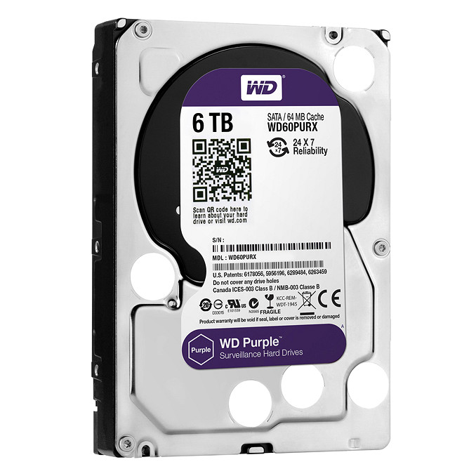 Ổ Cứng HDD Western Digital 6TB 3.5 Sata 3 64MP WD60PURZ - Hàng Chính Hãng