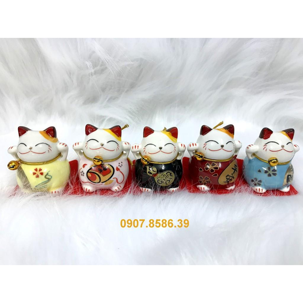 Full Set Bộ 5 Tượng mèo sứ thần tài Maneki Neko Japan