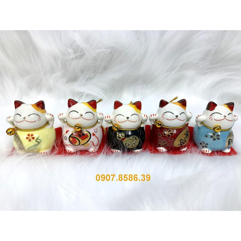 Full Set Bộ 5 Tượng mèo sứ thần tài Maneki Neko Japan ( mèo đứng )