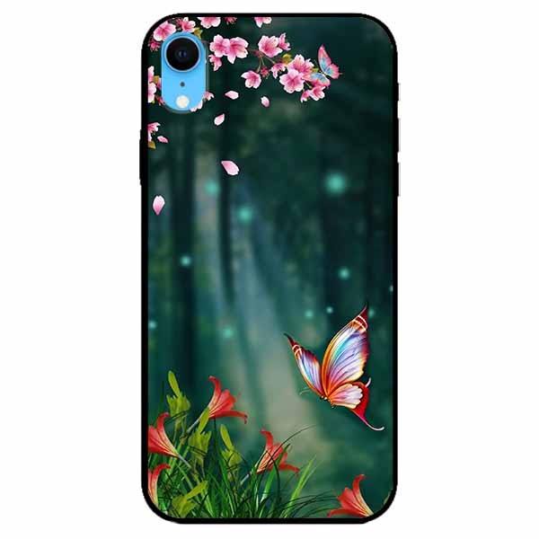 Ốp lưng dành cho Iphone XR mẫu Bướm Và Hoa Đỏ