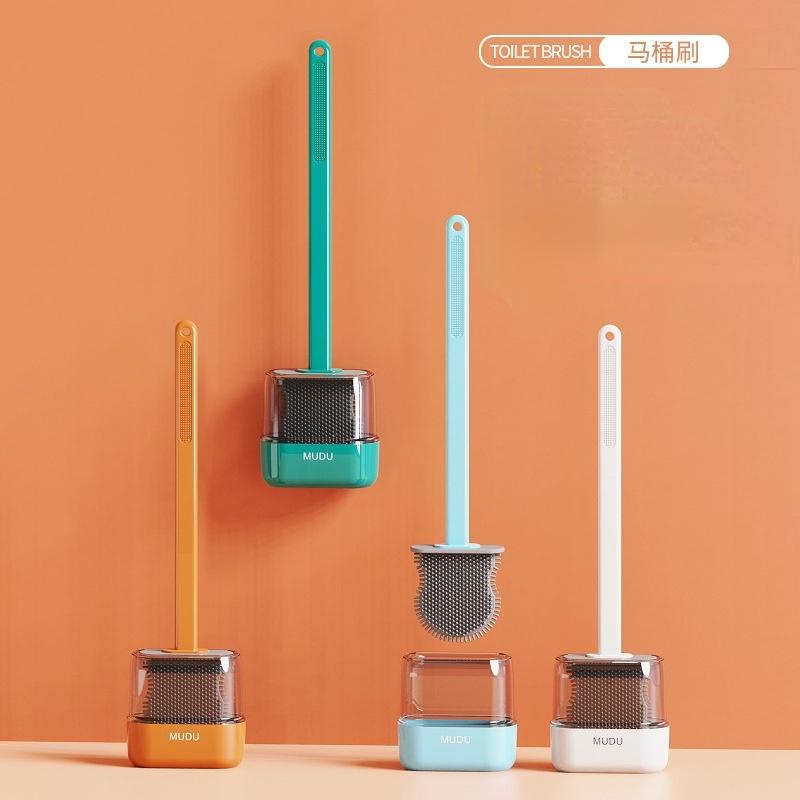 Bộ Bàn Chải Vệ Sinh Toilet Gắn Tường Bằng Silicone Tiện Dụng