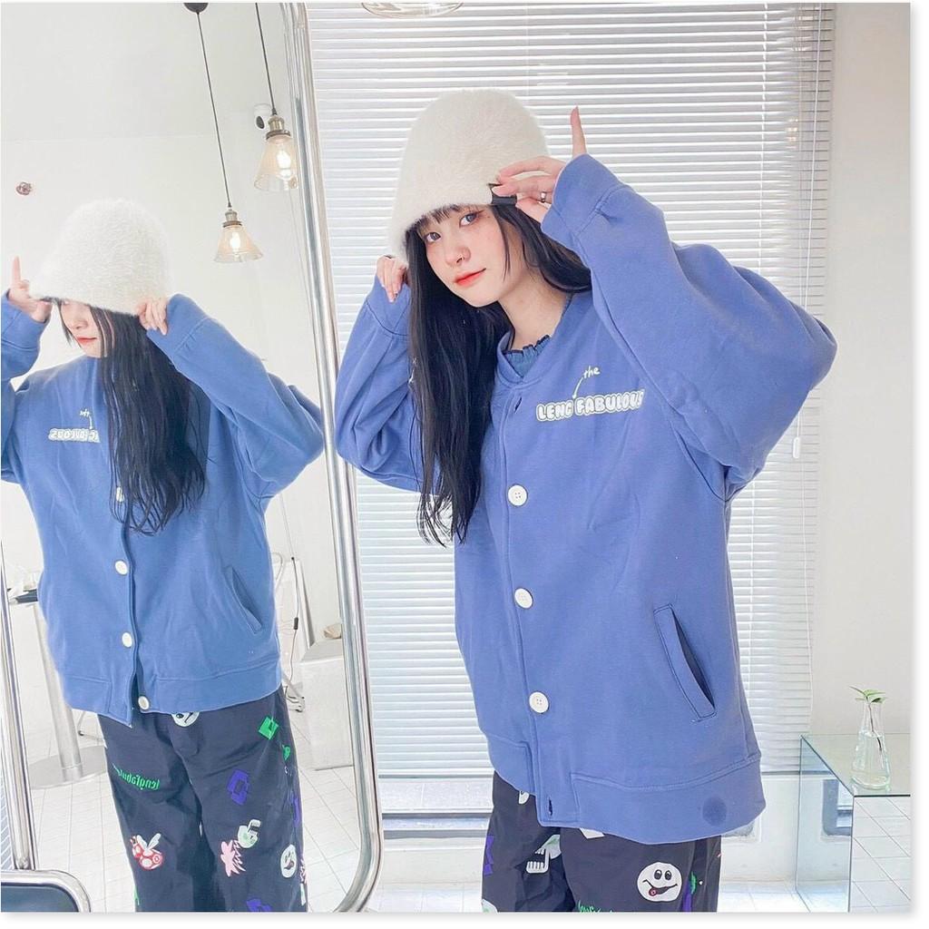 Áo khoác nỉ cardigan form rộng nút