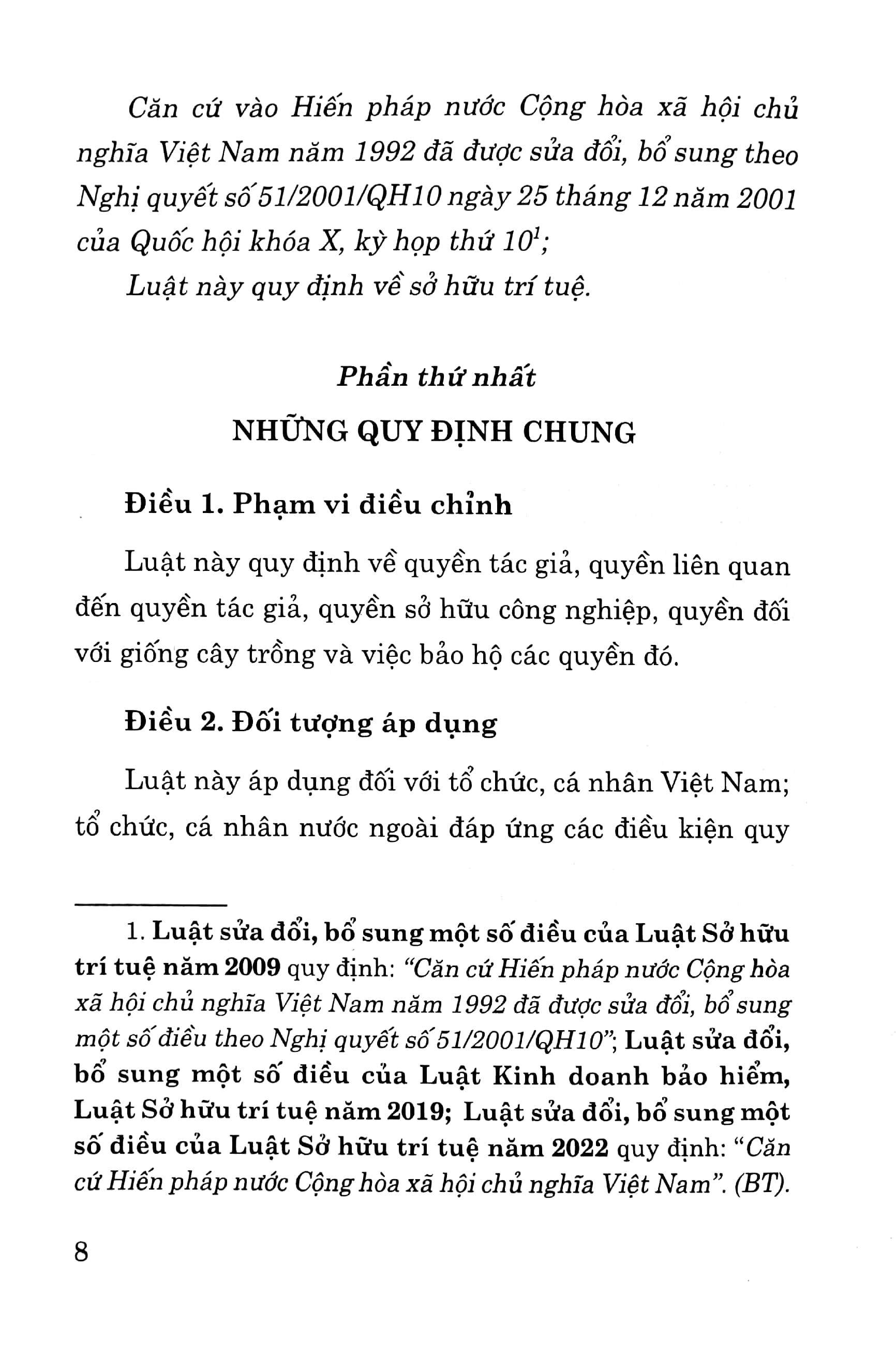 Luật Sở Hữu Trí Tuệ (Hiện Hành) (Sửa Đổi, Bổ Sung Năm 2009, 2022)