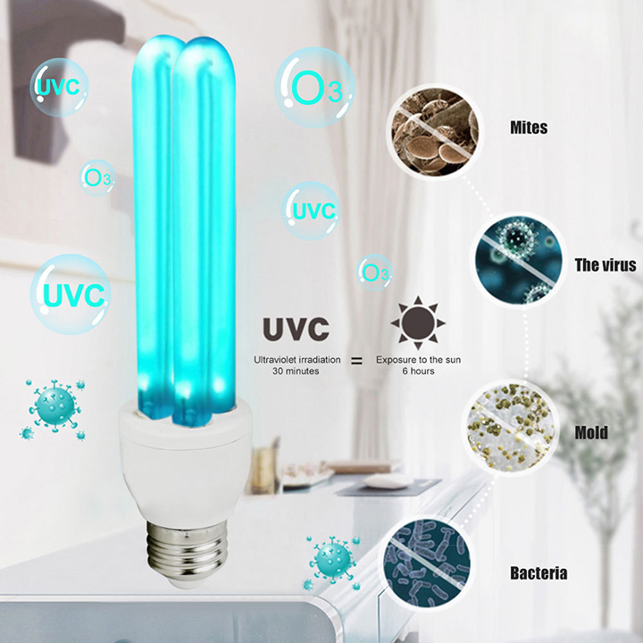 Đèn UV diệt khuẩn khử trùng bằng tia cực tím UV-C có ozone, với remoss điều khiển từ xa, công suất 220V/25W, góc chiếu xạ 360, diện tích khử khuẩn hiệu quả 30mv