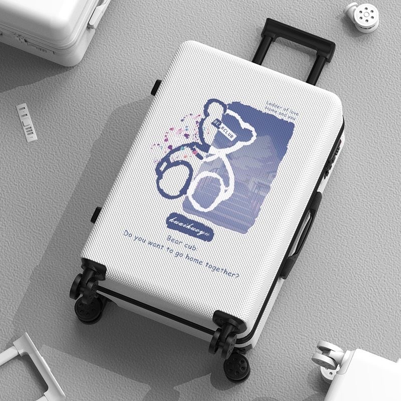 VaLi Kéo Du Lịch In Hình Gấu Dễ Thương Chất Liệu Nhựa Nhám PC+ABS Dày Dặn Hàng Sẵn Kho Đủ Size 20/22/24/26 inch