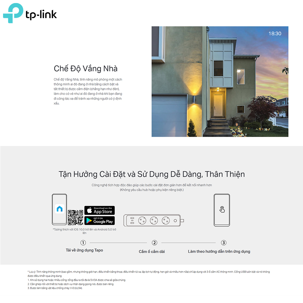 Ổ Cắm Dài Wi-Fi Thông Minh TP-Link Tapo P300 - Hàng chính hãng