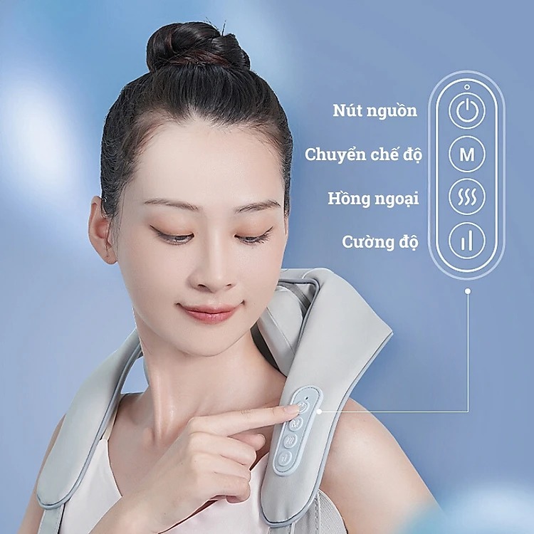 Máy Mát Xa Xoa Bóp Cổ Vai Gáy 5D Giúp Giảm Đau Cứng Cơ Cổ, Căng Thẳng, Thư Giãn, Lưu Thông Tuần Hoàn Khí Huyết