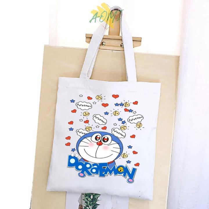 TÚI VẢI MEO MAY ĐORA ĐEO VAI TOTE CANVAS BAG CÓ KHÓA KÉO SIZE LỚN 33x38cm PHONG CÁCH CÁ TÍNH HOT TREND A