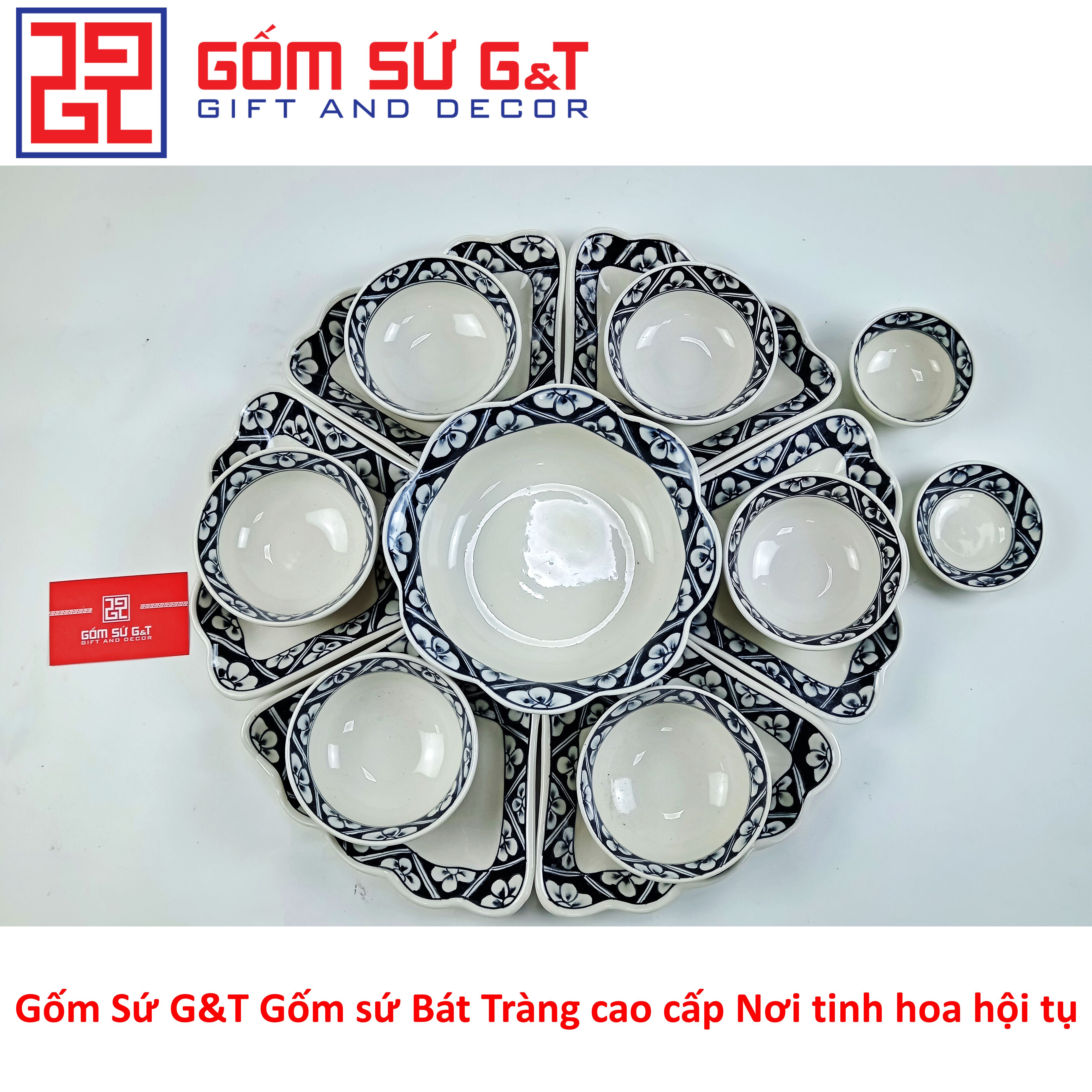 Bộ đồ ăn mặt trời vẽ băng đào tràm Gốm Sứ G&T