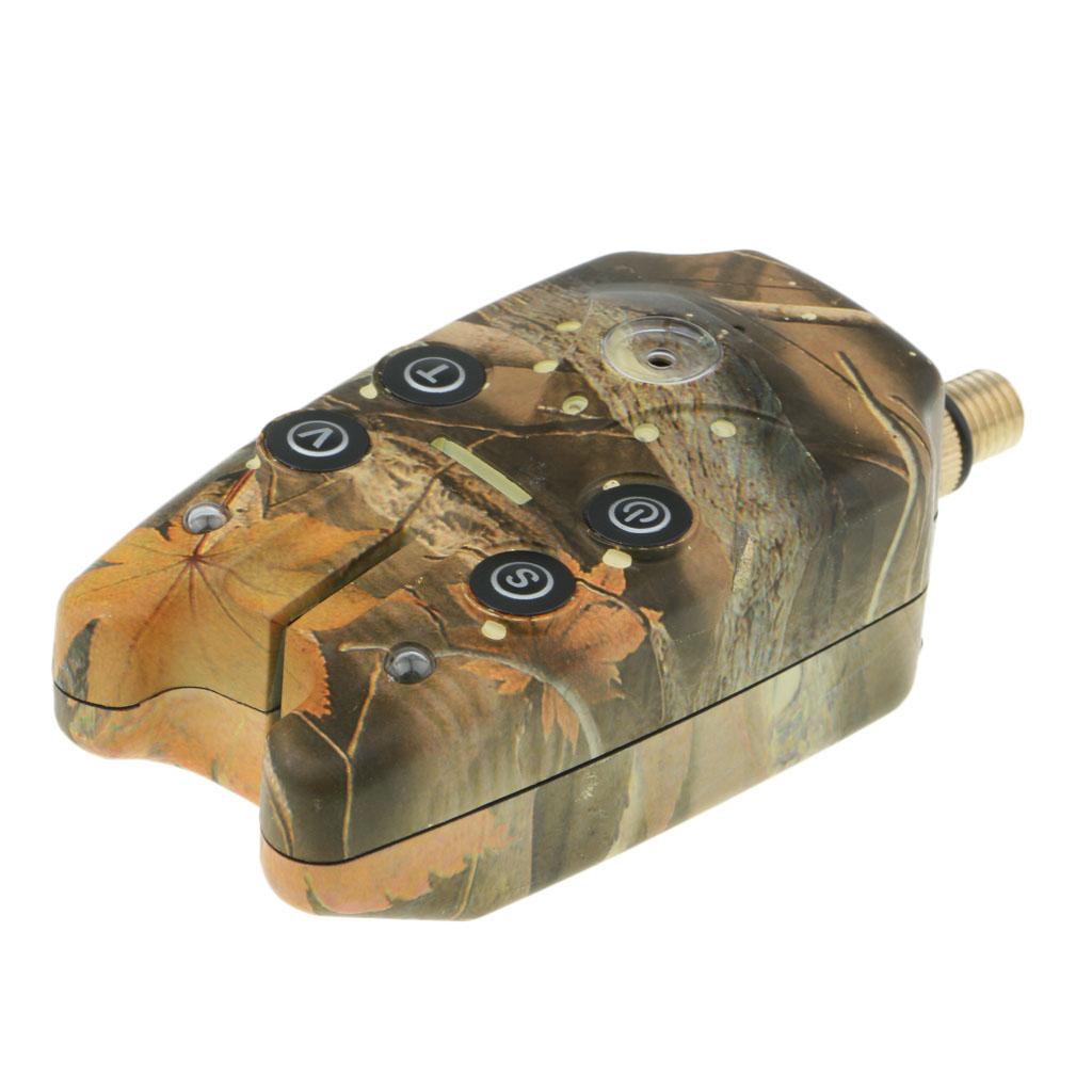 2xFishing Bite Alarm Indicator Sound Light Fishing Rod Holder Camouflage