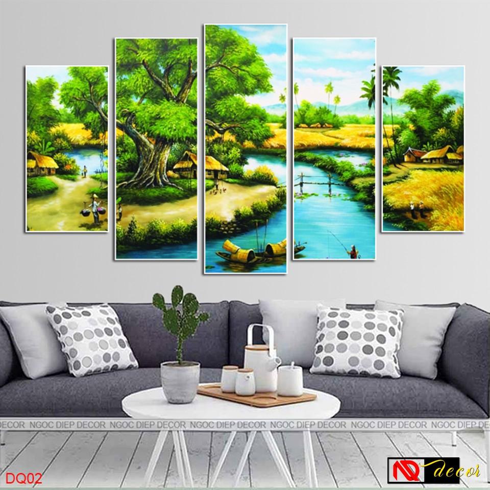 Bộ tranh treo tường phong thủy trang trí nội thất đẹp và giá gốc tại xưởng mới nhất thị trường ĐL 63 đồng quê xưa