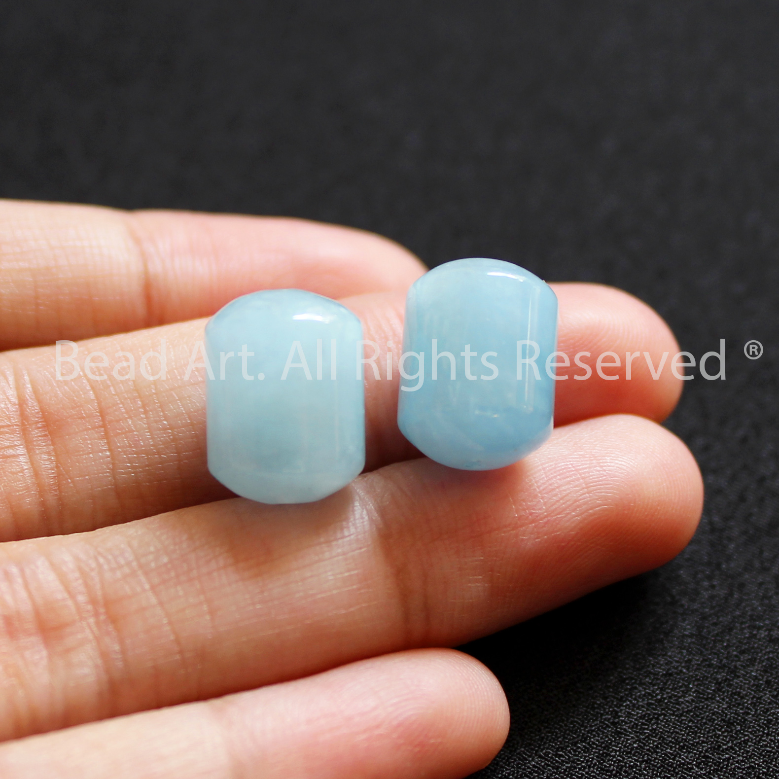14x10MM L. Thống Đá Aquamarine Tự Nhiên Xanh Biển Loại AA, Đá Phối Vòng Tay Phong Thuỷ, Chuỗi Hạt, Mệnh Thuỷ, Mộc - Bead Art