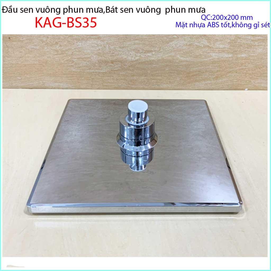 Bát sen tắm đứng KAG-BS40 , Bát sen tắm phun mưa vuông 20x20 cm, Đầu sen phun mưa tia nước nhiều phun nước tốt