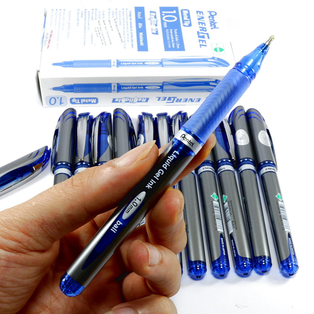 Bút ký Pentel ENERGEL nét bút 0.5/0.7/1.0mm màu xanh, đỏ