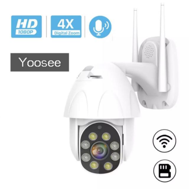 Camera IP YooSee PTZ chống nước - Full HD góc rộng với khả năng chống nước chịu mưa nắng, xoay được góc rộng, xem đêm có màu và dùng Tiếng Việt - Hàng nhập khẩu (tặng kèm đầu đọc thẻ nhớ cao cấp)