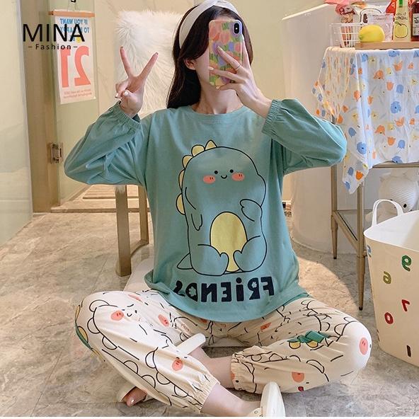 Bộ Đồ Dài Tay Hình Khủng Long Phong Cách Hàn Quốc