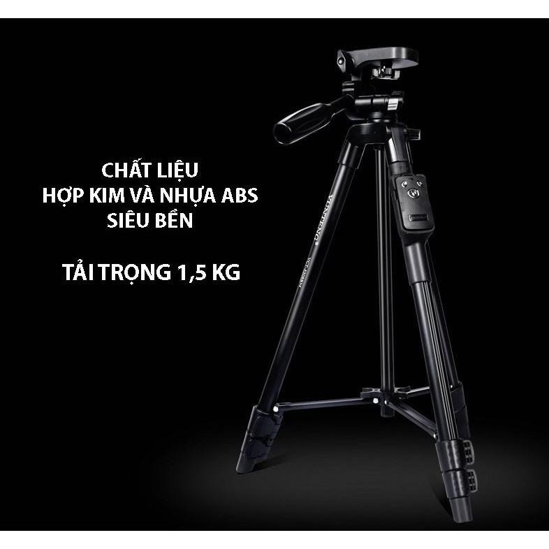 Tripod, giá đỡ điện thoại, gậy chụp ảnh hình 3 chân selfie livestream YUNTENG 5208  có remote - Hàng chính hãng