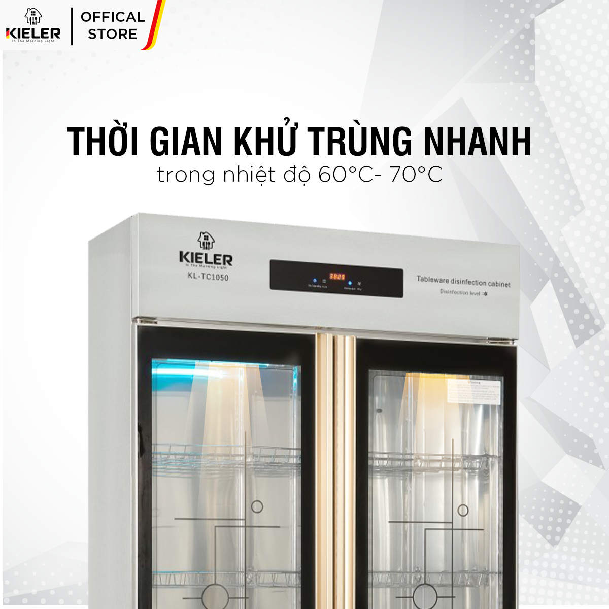 Tủ tiệt trùng cảm ứng Kieler KL-TC1050 khử trùng liên tục 24 giờ bằng ozone và tia UV dùng cho hộ gia đình, chung cư - Hàng Chính Hãng