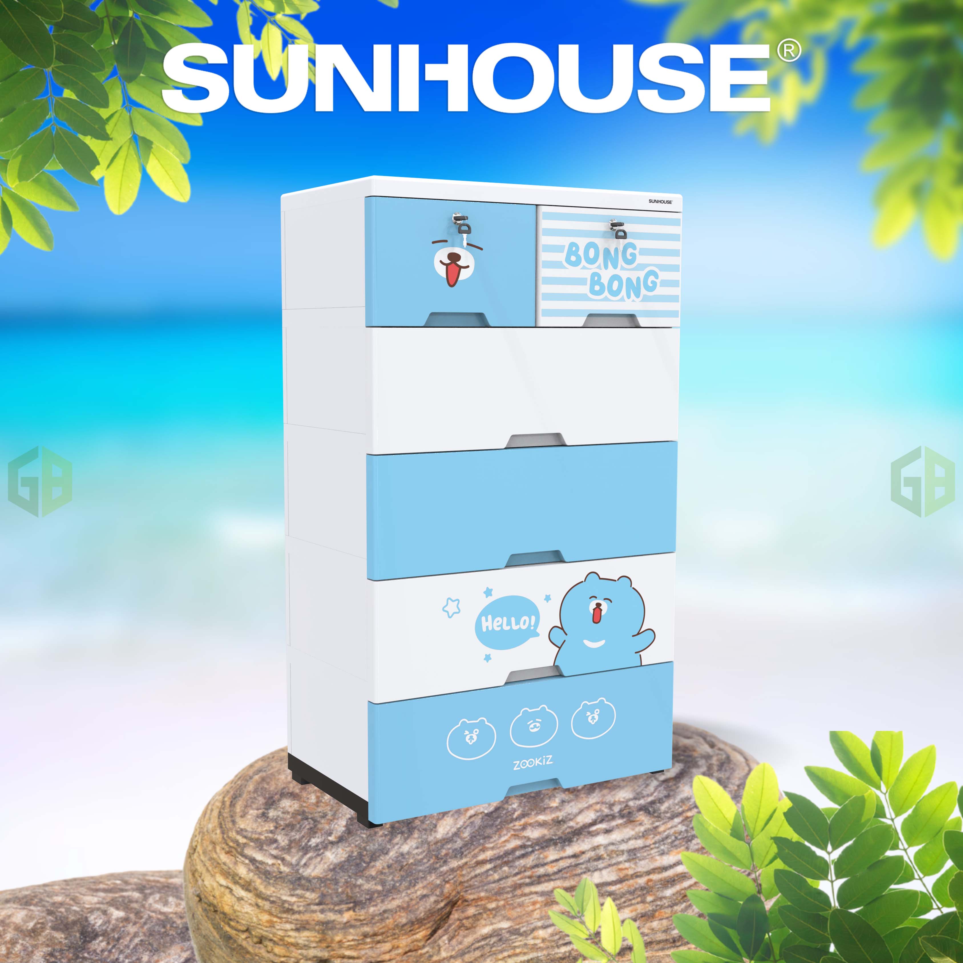 Tủ nhựa trẻ em 6 ngăn Happy Kids SUNHOUSE KS-CA688B6 - Hàng chính hãng