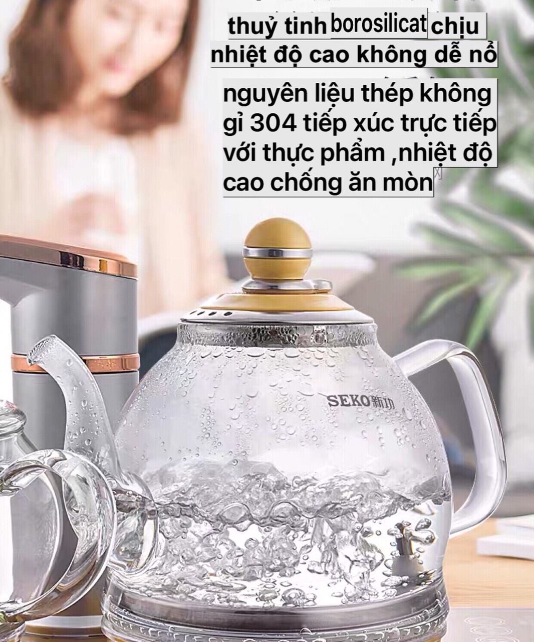 Bộ Bếp Điện Đun Nước thuỷ tinh chịu nhiệt thông minh tự động pha trà tại bàn ,siêu tốc đa năng cảm ứng màu vàng sang trọng bộ ấm điện F92 hàng nhập khẩu ,chính hãng