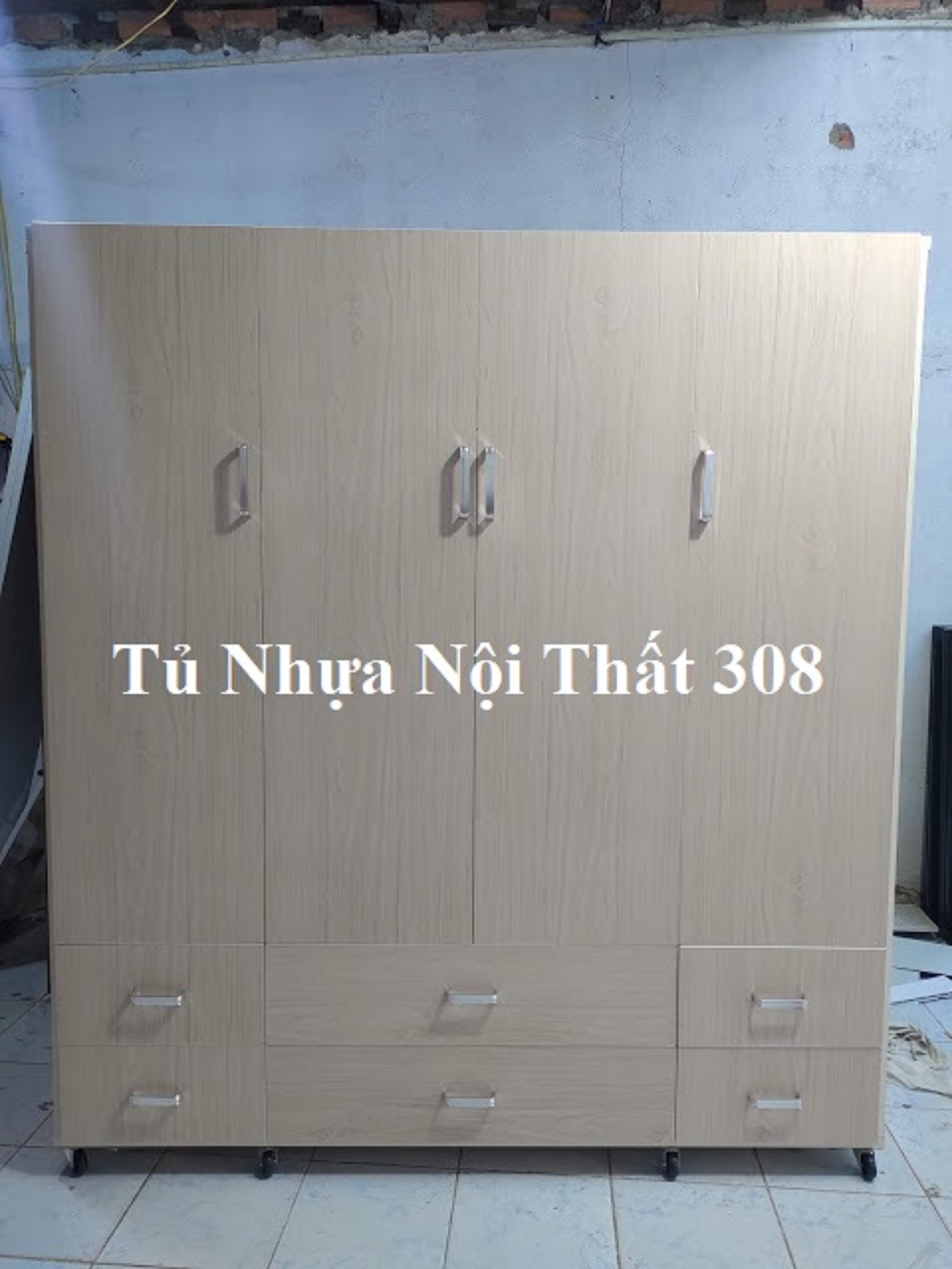 Tủ Nhựa Đài Loan 4 Cánh Màu Gỗ Sồi 105