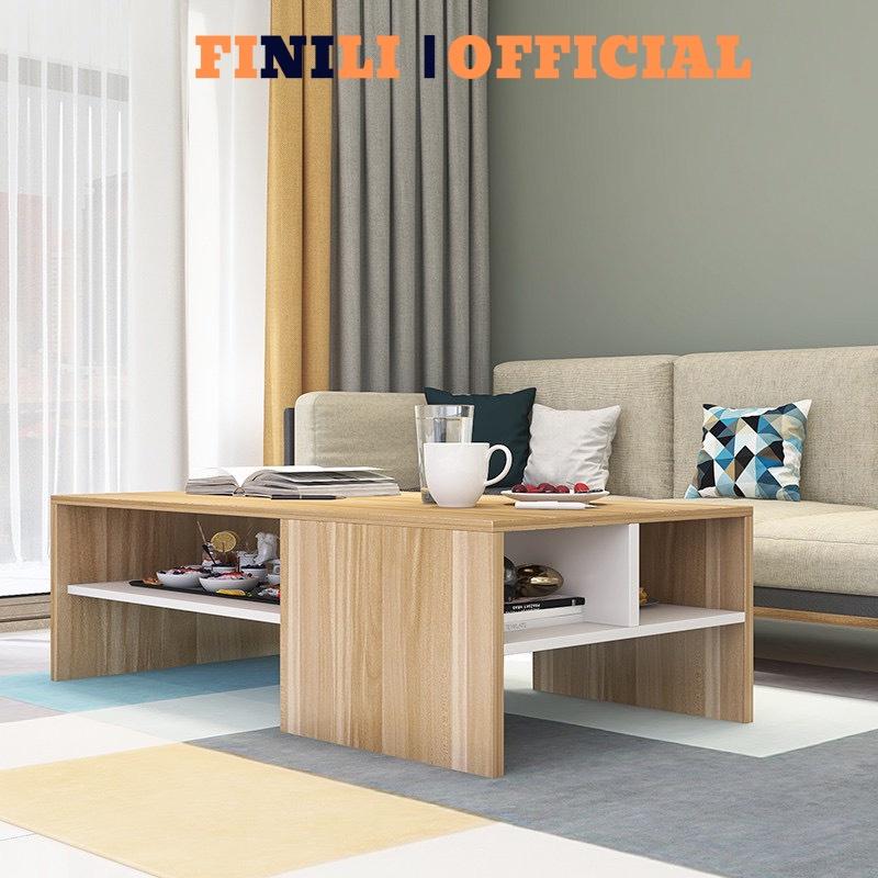 Bàn trà sofa kết hợp làm việc FINILI 2 tầng nhỏ gọn gỗ công nghiệp đẹp phòng khách FNL0112