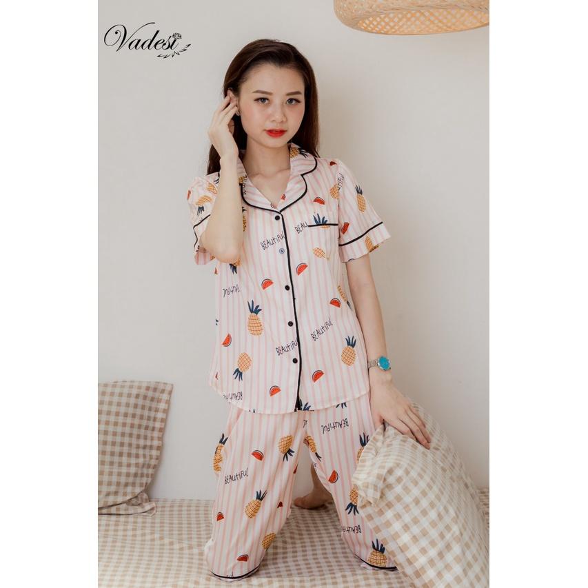 Bộ Đồ Ngủ Nữ Pijama Lửng Tay Ngắn Mặc Nhà Đẹp Mùa Hè Lụa Cao Cấp Thoáng Mát Mềm Mịn Thấm Hút – VADESI