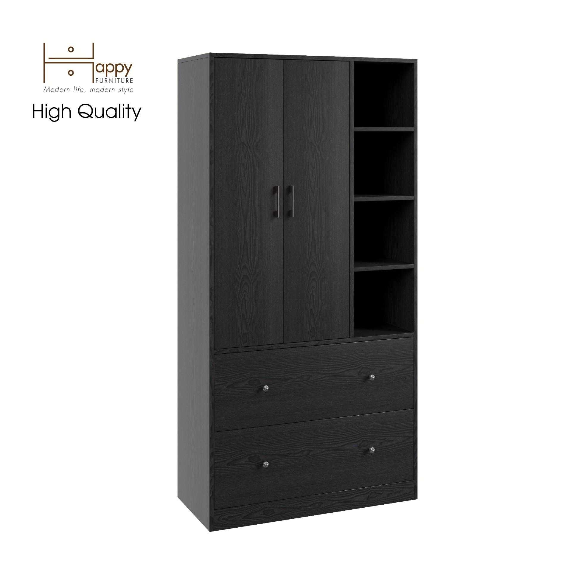 [Happy Home Furniture] SALY ,  Tủ quần áo đa năng - kết hợp kệ ,  90cm x 40cm x 180cm ( DxRxC), TCM_008