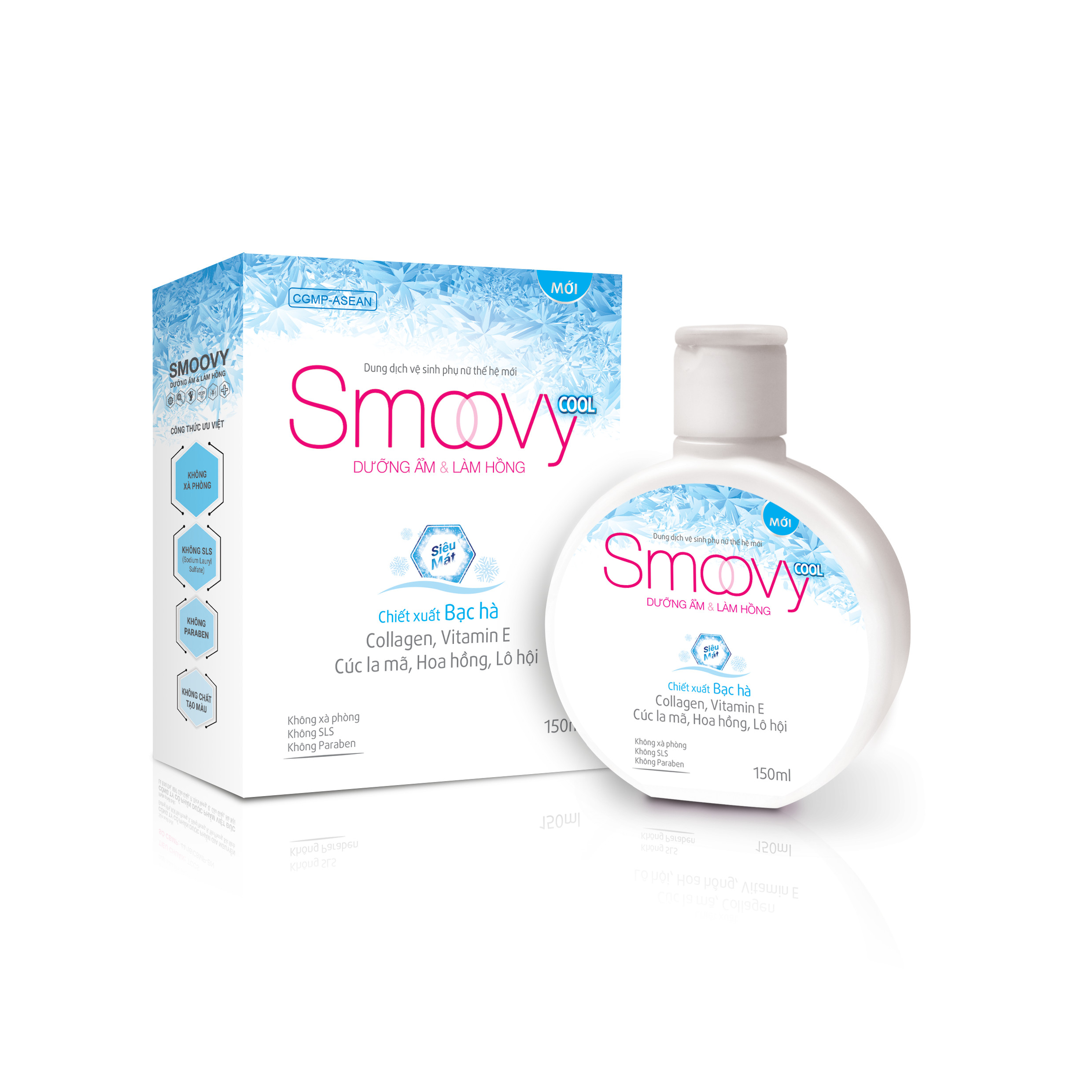 Dung dịch vệ sinh phụ nữ thế hệ mới Smoovy Cool sạch dịu nhẹ - an toàn - kháng khuẩn 150ml