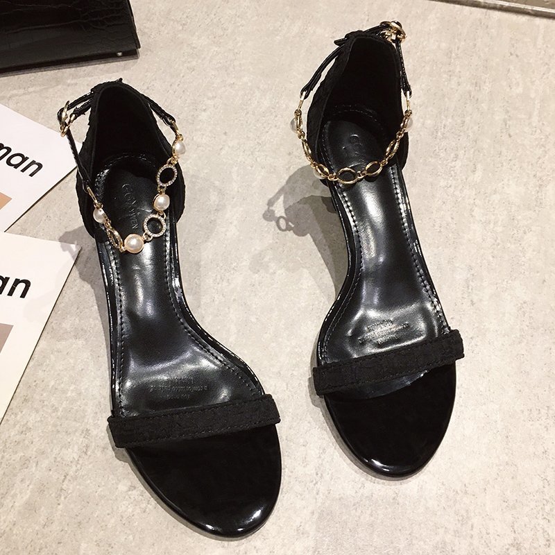 Ladies high-heeled sandals with stiletto buckle and open toe heel