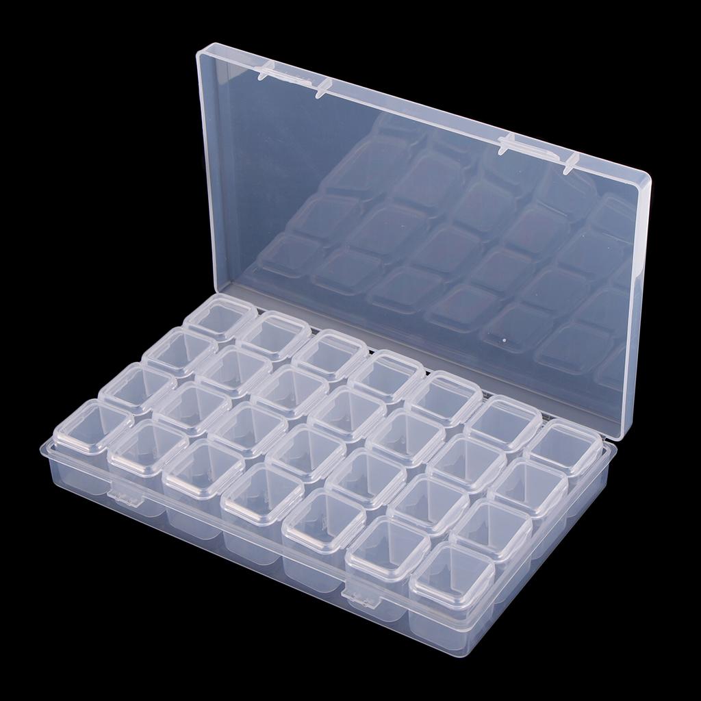 16x 28Grid Clear Beads Box Small Items Container For Makeup Organizer
