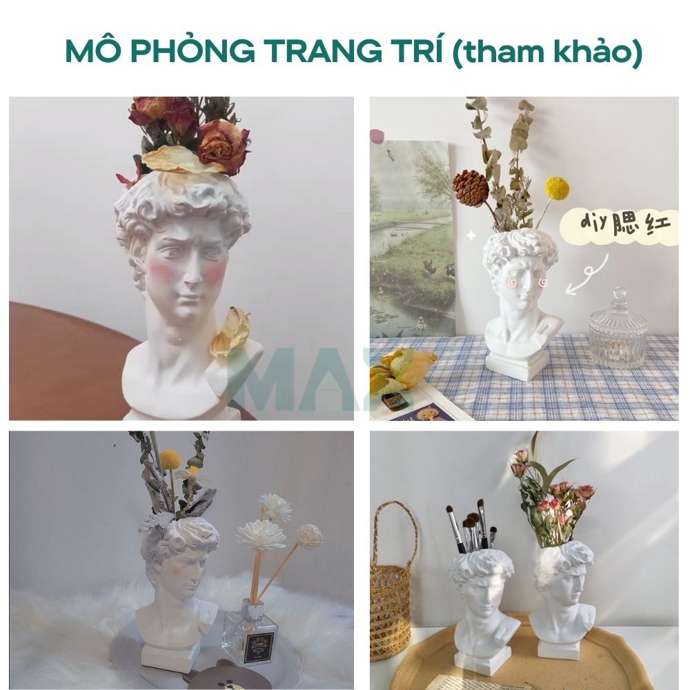 Mô hình đầu tượng David, tượng đầu người bằng nhựa thạch cao trắng dùng trang trí decor, tập vẽ kí họa,DIY