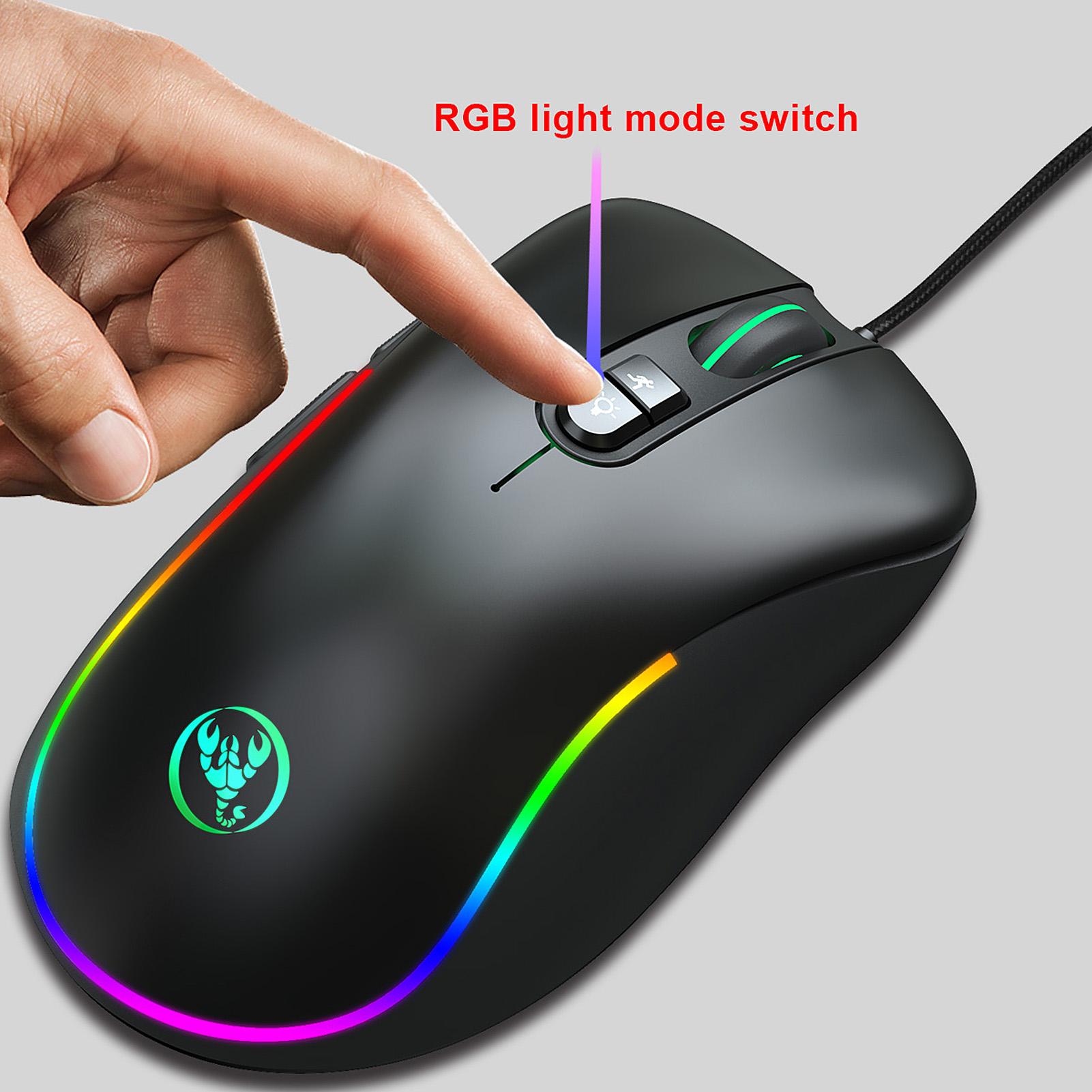 HXSJ J300+V500 Keyboard and Mouse Combo RGB Lighting Programmable Gaming Mouse+One-handed Game Keyboard