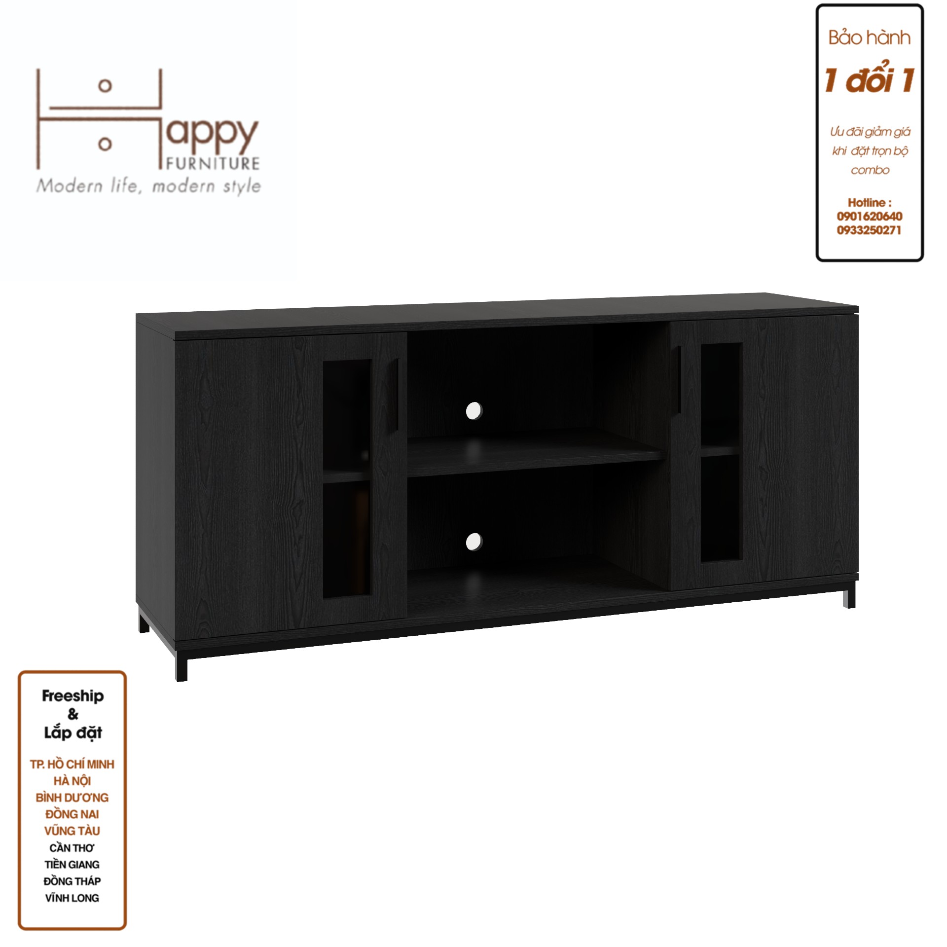 [Happy Home Furniture] LOUIS , Tủ lưu trữ 2 cửa mở - chân sắt , 150cm x 40cm x 66cm ( DxRxC), TCM_032