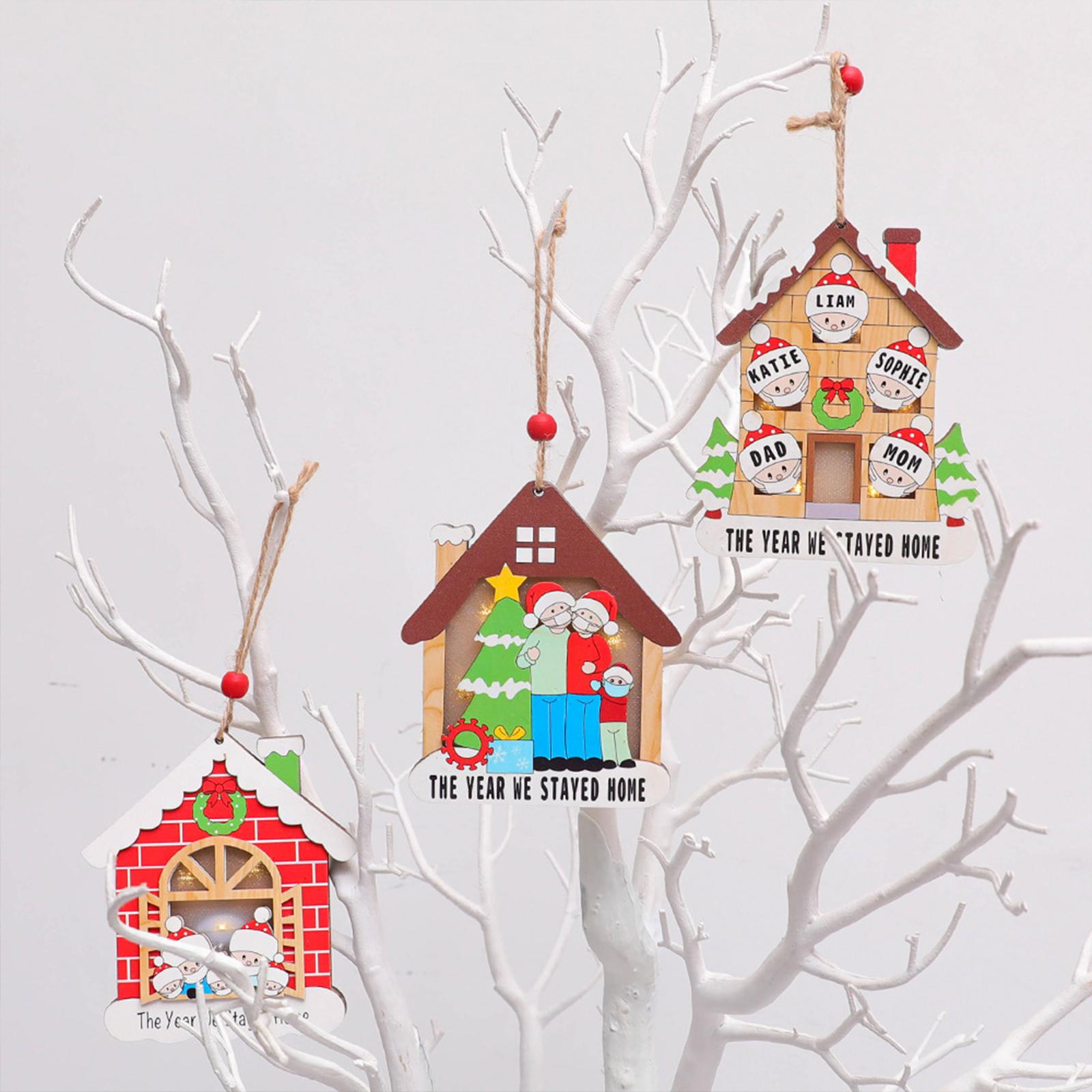 Nhà gỗ phát sáng trang trí cây thông noel, đồ trang trí giáng sinh