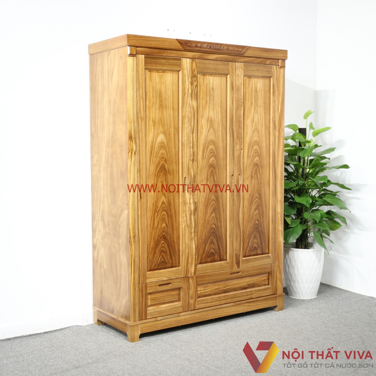 Tủ Áo 3 Cánh Gỗ Hương Xám Đẹp Giá Rẻ