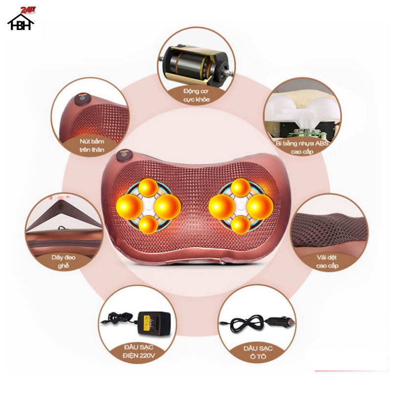 Gối mát xa 8 bi cao cấp mới