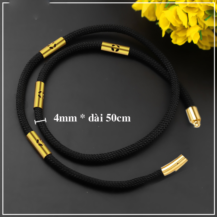 Dây chuyền dù đen 4ly bọc khoen hình kim tiên khóa gài vip màu vàng sang trọng đem lại bình an, may mắn cho người đeo