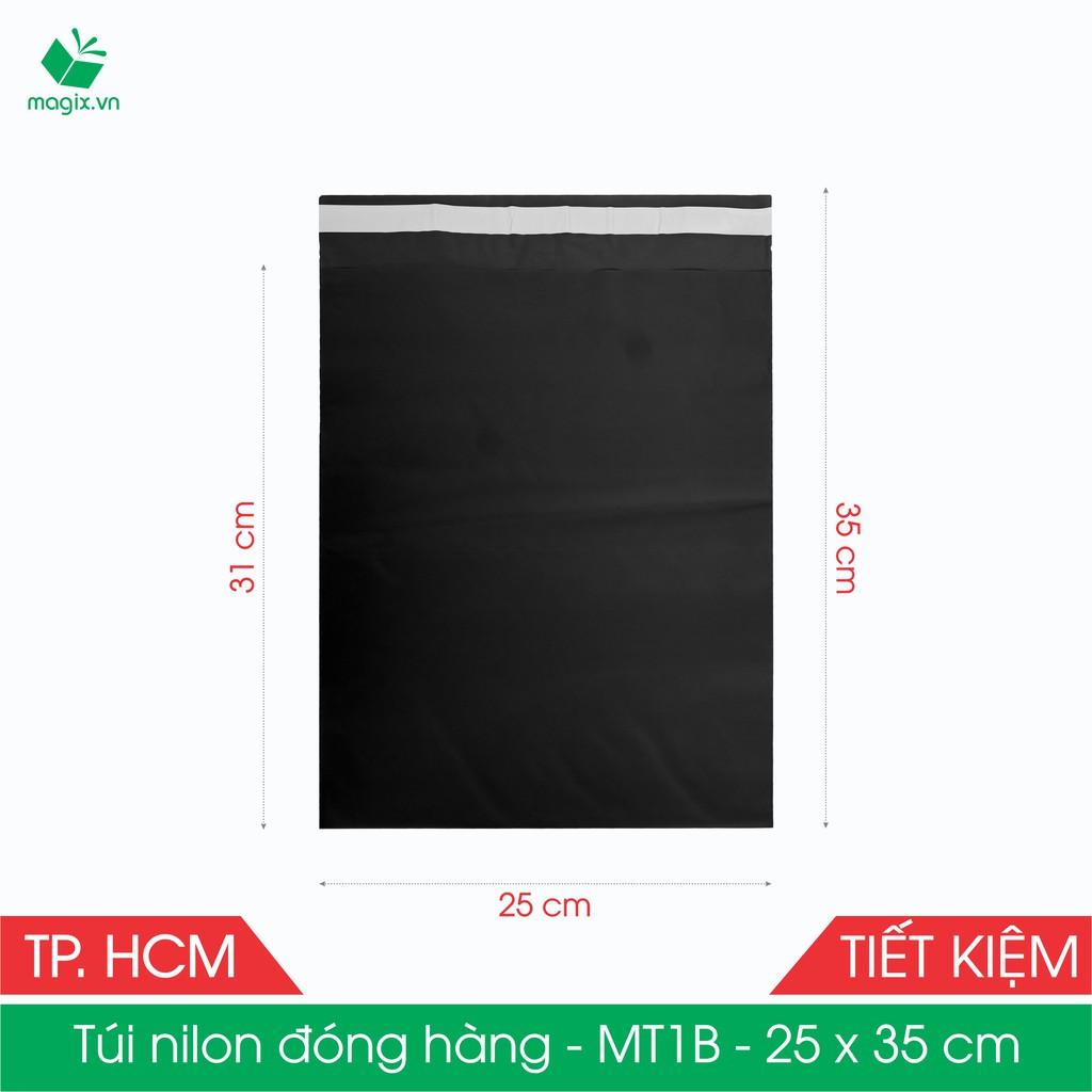 MT1B - 25x35 cm - Túi nilon TIẾT KIỆM gói hàng - 100 túi niêm phong đóng hàng màu ĐEN