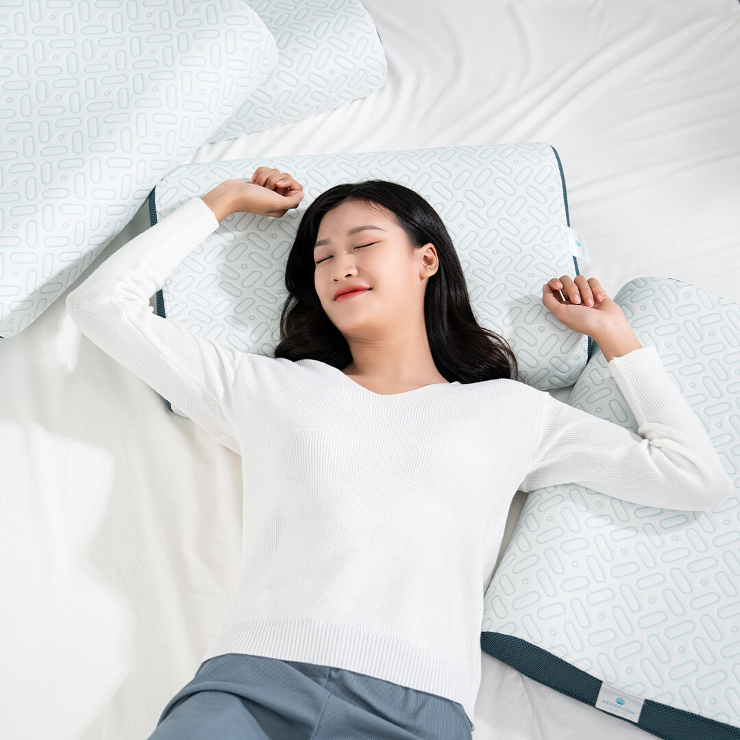 Gối cao cấp làm mát Nhật Bản Memory Foam Aeroflow iCool 40x60cm giúp ngủ sâu, giảm đau cổ vai gáy, phù hợp với mọi tư thế nằm