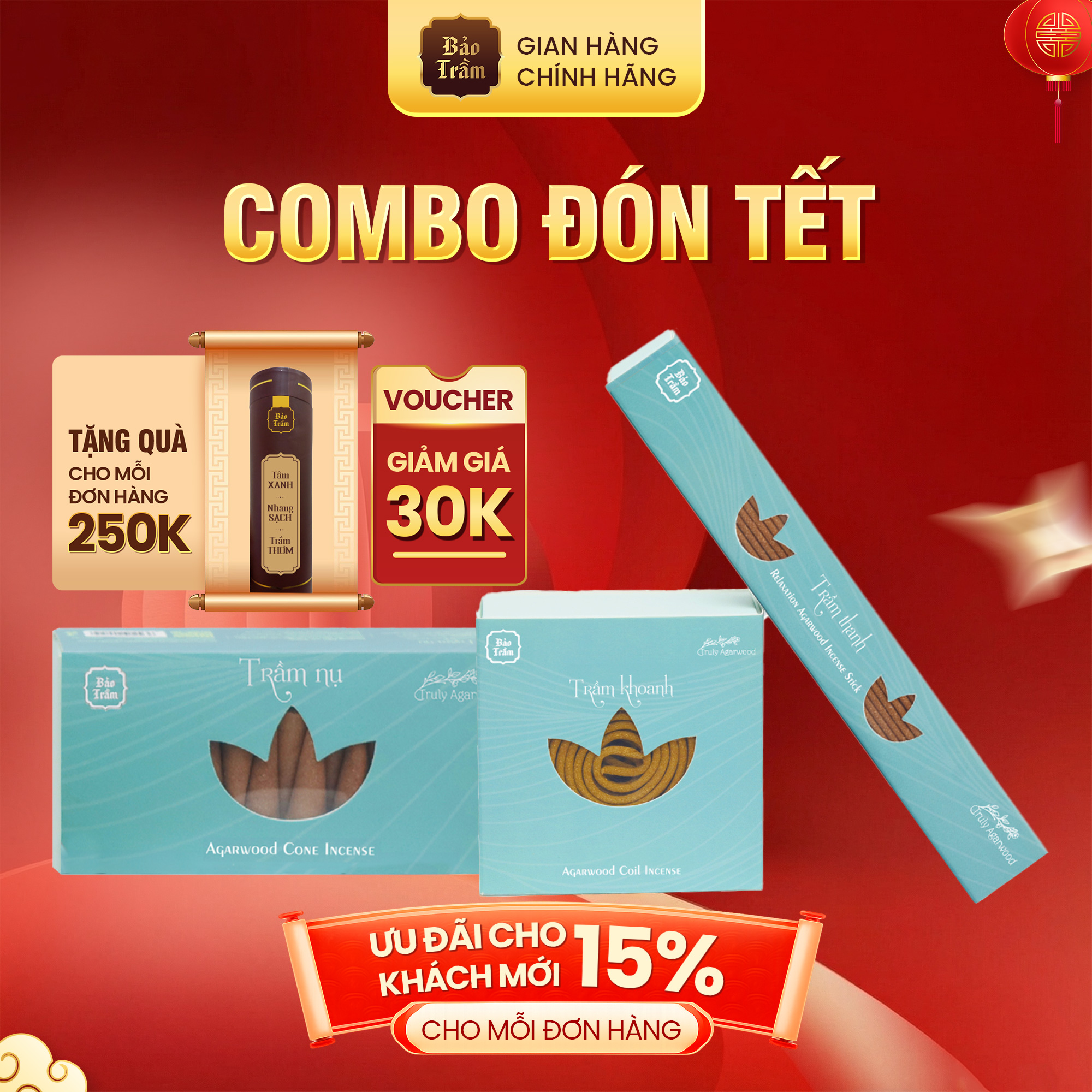 Combo Trầm hương "Đón Tết" gửi trọn an lành mở lối cát tường đầu xuân thương hiệu Bảo Trầm