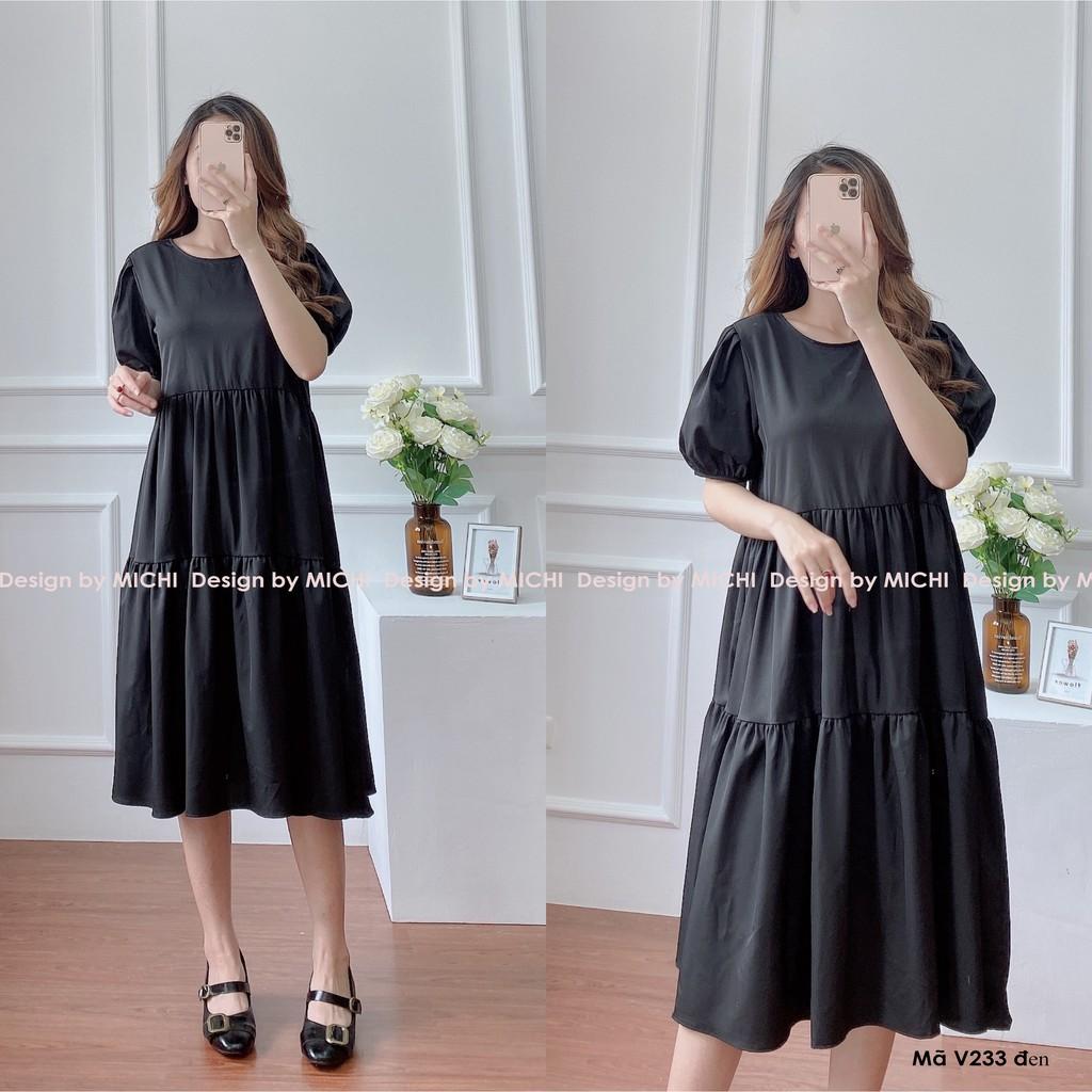 Váy suông babydoll freesize dáng đầm xuông rộng cổ nơ form bầu, nhiều màu, mã V233 - Michi House