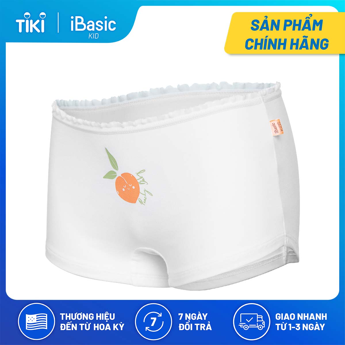 Hộp 3 quần lót bé gái cotton boyshort hoạ tiết iBasic PANG020