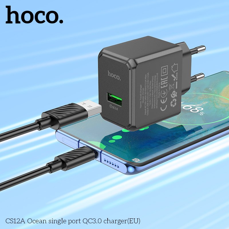 Cốc Sạc Nhanh Dành Cho Hoco Qc3.0 18W CS12A 1 Cổng USB Hàng Chính Hãng