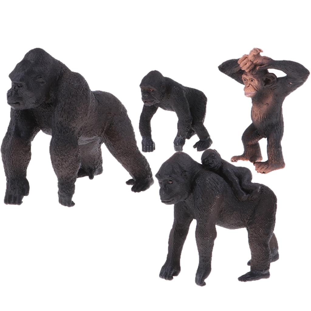 4 Pieces Simulation Gorilla Family Figure Toy Animal Model Set, Home Ornament