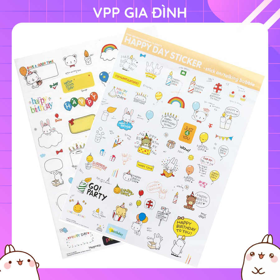 Bộ 80 Miếng Sticker Trang Trí Happy Birthday Scrapbook Cardmaking Hộp Quà Sổ Tay