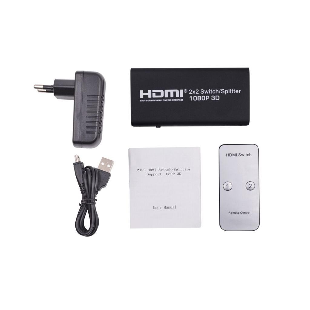 Switcher 2  Selector Splitter 1080P 3D with Remote EU Plug