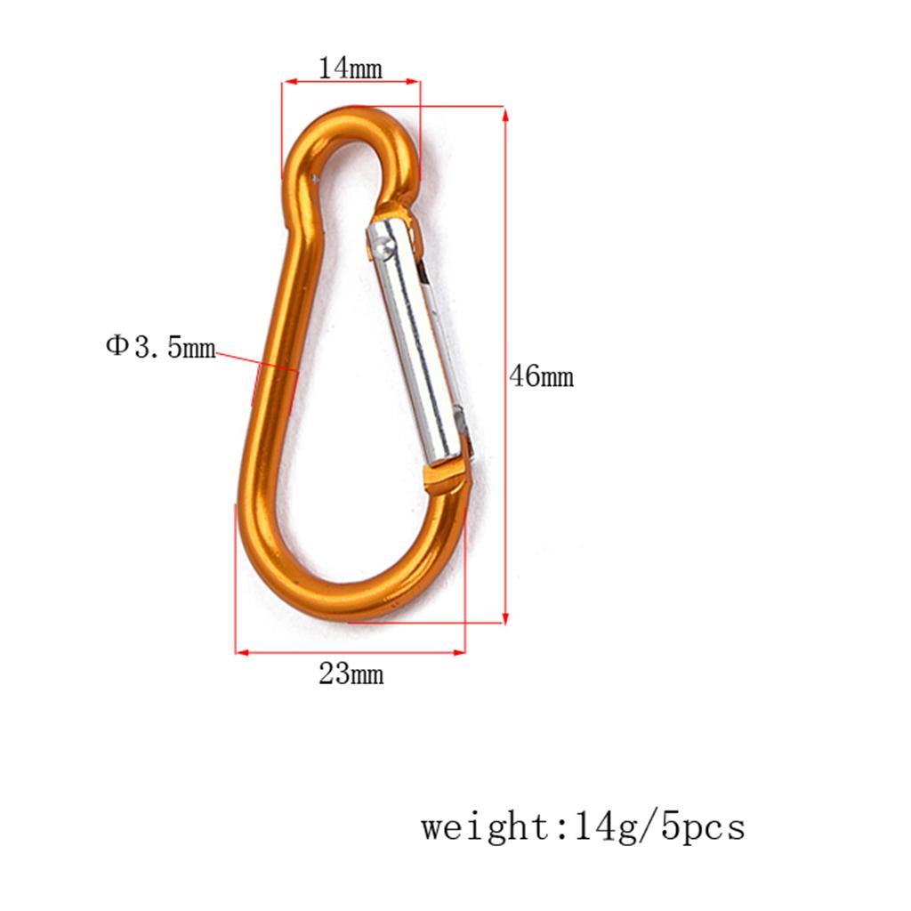 5 Pieces Aluminum D Shape Buckle Carabiner Key Chain Clip Hook for Home Hiking Camping