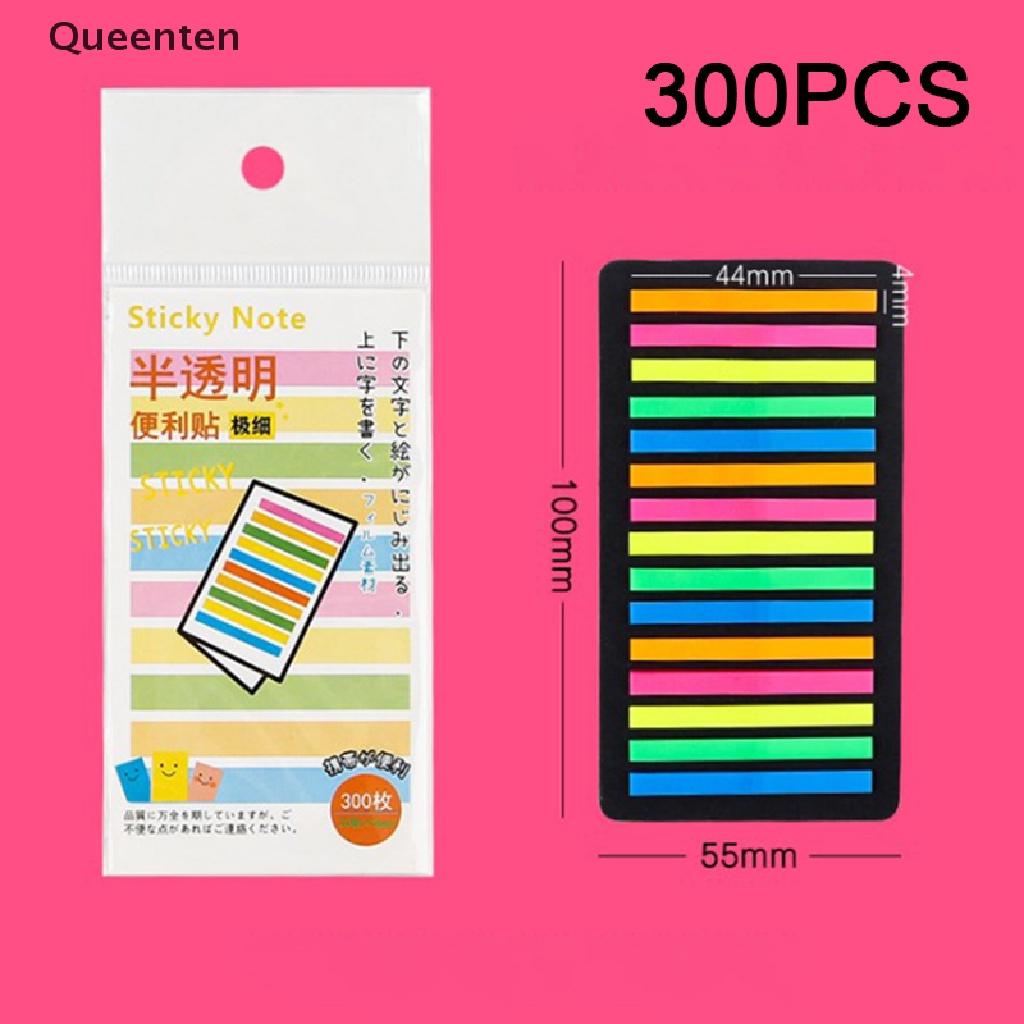 Queenten 160/300pcs Color Transparent Fluorescent Index Tabs Flags Sticky Note Stationery QT